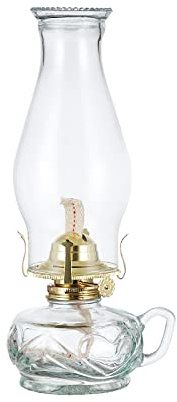 DNRVK Classic Large Kerosene Lamp with Handle Clear Oil Lamp Lantern 12 Height Chamber Vintage Glass Oil Lamps for Indoor Use Decor Lighting