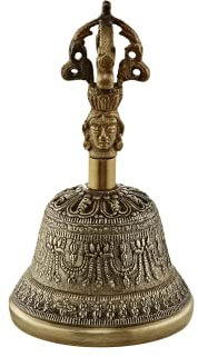 Sonic Energy Tibetische Glocke, Bronze, Klein (B-S) | Ghanta, 6x6x7 cm, 280 g, handgerfertigt in Indien, Ornament, Gusslegierung