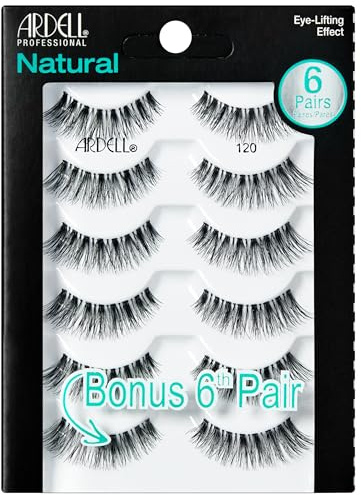 Ardell Natural Lashes 120 – Natural Look Wispy Lashes, Lightweight, Long-Lasting Wispies Black, 6 Pairs, 1 Pack