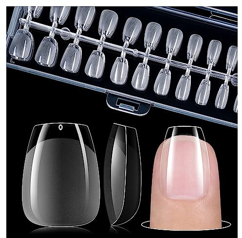 Gelike ec Extra Kurze Weiches Gel Nagelspitzen 240pcs Vollständige Abdeckung Vorpoliertes Künstliche Nägel Tips PMMA-Harz Klares für Nageldesign Art DIY Salon,XS Short Coffin 12 Größen