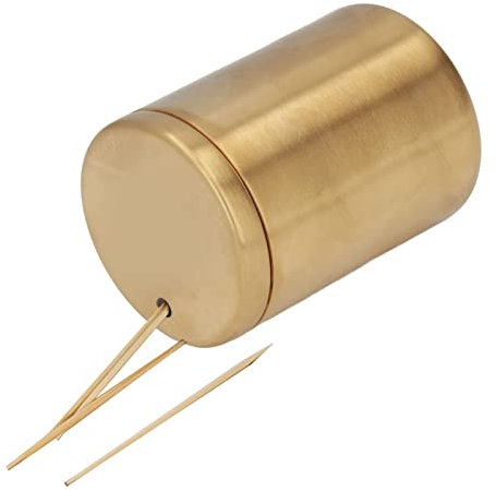 Zahnstocherhalter, Zahnstocherspender aus Edelstahl, Wiederverwendbarer Zahnstocherhalter für das Heimrestaurant, 2,2 X 3,1 Zoll (Lokales Gold.)
