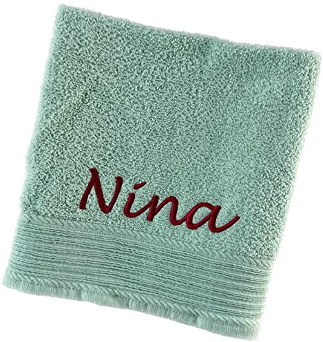 Schnoschi Handtuch mit Namen Bestickt | Wunschtext & Motiv personalisiert | 2 Zeilen inklusive | 100% Baumwolle | Saunatuch Badetuch Duschtuch Gästehandtuch | Individuelle Geschenkidee viele Farben