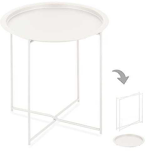SILKMARKS® Beistelltisch für In- und Outdoor - Klappbarer Gartentisch 2. Wahl - Terrassentisch in vielen schönen Farben - Grilltisch Kaffeetisch (Weiß)