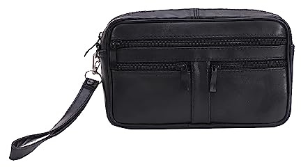 Sotala XL HANDGELENKTASCHE - Herren Handtasche Tasche Echt Leder Geld Bag Umhängetasche Dokumententasche Handschlaufe Schwarz