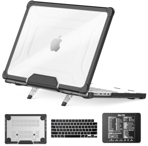 SEYMCY Compatible with MacBook Pro 14 inch Case M5 M4 M3 M2 M1 2026-2021 | 4 in 1 Kit Hard Shell with Stand, Keyboard Cover, Mouse Pad, Anti-Crack, Anti-Scratch, Anti-Fingerprints, Black