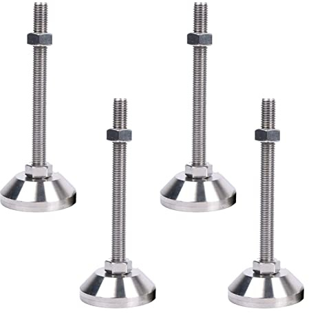 SBTRKT 4 Stück D60*M16*100 verstellbare Edelstahlfüße, robuste Schraubstützfüße, mechanische Maschinenfüße, Feste Bodenfüße, rostfreie Fußschale