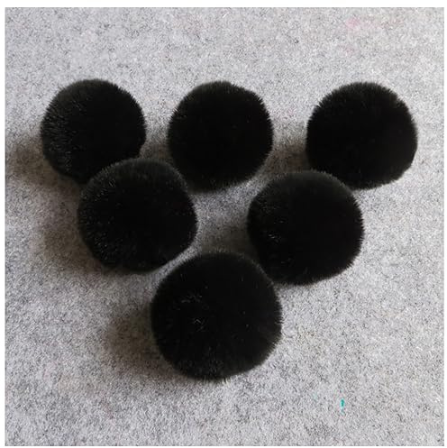 Egurs Kunstfell Pompon 4cm Kunstfell Bommel Kaninchenfell Fellbommel Bunt Plüsch Bälle Bommeln Faux für DIY Mützen Taschen Schals Schuhe Schlüsselanhänger Autoanhänger Basteln Schwarz 10 Stück