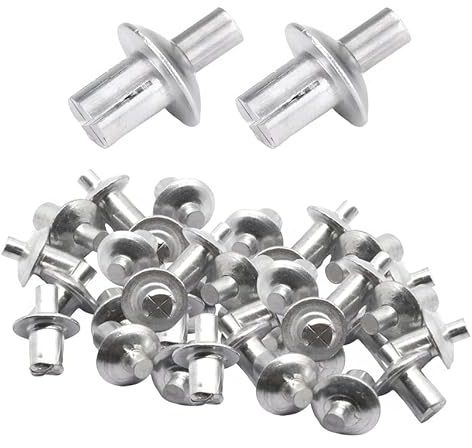 Aluminium-Kernnieten mit rundem Kopf, Spreiznieten aus Aluminium, Aluminium-Antriebsnieten, Blindniete, Nieten-Set zur Befestigung von Metall, Kunststoff, Holz und anderen Materialien (100pcs)