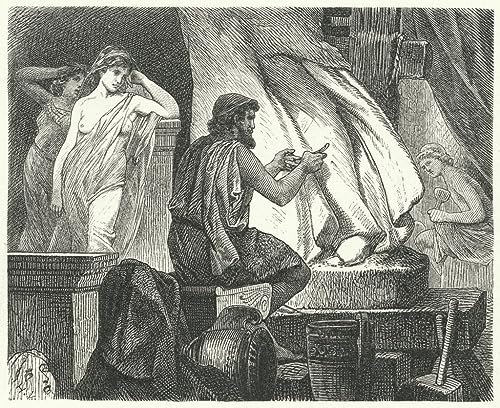 MSTECO Arte de la Pared de la Lona Lienzos Decorativos Pintura Famosa el estudio del escultor ateniense Praxiteles de Hermann Vogel para Sala de Estar 60x90cm