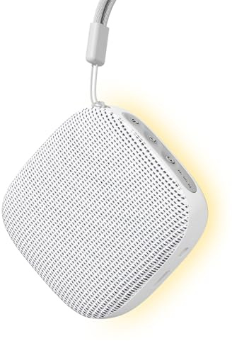 Portable Sound Machine for Travel, White Noise Sound Machine for Sleeping, 52-Hour Lasting Mini Noise Machine with 21 Quality Non-looping Sounds, Headphone Jack, Memory, Timer for Adults,Hotel (White)