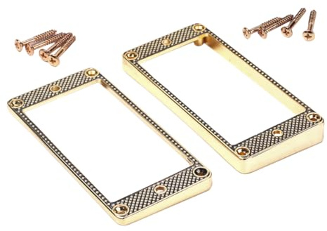 OFFSCH 2 Stück Metall Humbucker Rahmen für Elektrische Gitarre Goldfarbener Montagering aus Zinklegierung Dekorativ und Ersatz für Beschädigte Pickup Ringe