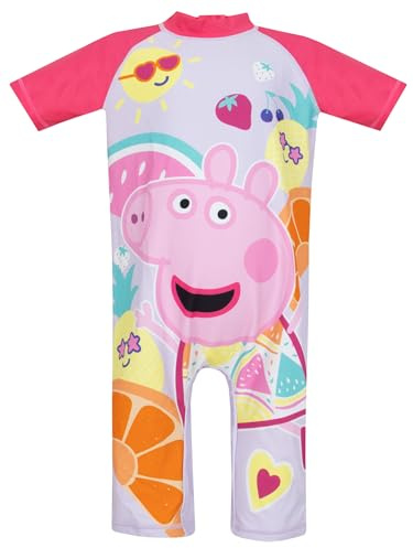 Peppa Pig Traje De Surf Bañador Niña Natacion | Bañadores Una Pieza Manga Corta | Rosa 3-4 años