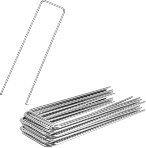 20x Sardines de Fixation Acier Anti-Rouille Piquets Jardin Camping Clôture Agrafes Géotextile Toile de Paillage Compatible Bordure Extérieur Grillage H150mm L25mm Ø3mm