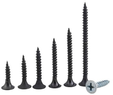 HTFKFW Screws,wood screws,self tapping screws, Countersunk Head Self Tapping Screw Galvanized Cross Flat Head Wood Screw Drywall Nail M3.5 30pcs (Color : Black Zinc-plated, Size : 30MM-M3.5)