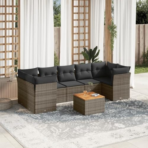 Homgoday Gartensofa-Set 8-teilig mit grauen Kissen aus Polyrattan, Outdoor-Sofas für den Garten, Loungeset für den Außenbereich, Gartenmöbel Type3223512
