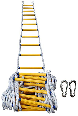 PNAJFUEL Rettungsleiter, Sicherheitsleiter, Fluchtstrickleiter, Feuerleiter Mit Haken, Flammhemmende Sicherheitsstrickleiter 2-9 Stockwerke/3 Meters/10Ft