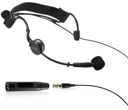 Y YO-TRONICS Professional Headworn Condenser Microphone with Mini 3 Pin XLR TA3F Plug, Flexible Gooseneck Boom, Noise-Cancelling Windscreen, 2M Cable for Speaking, Singing and Stage Performances