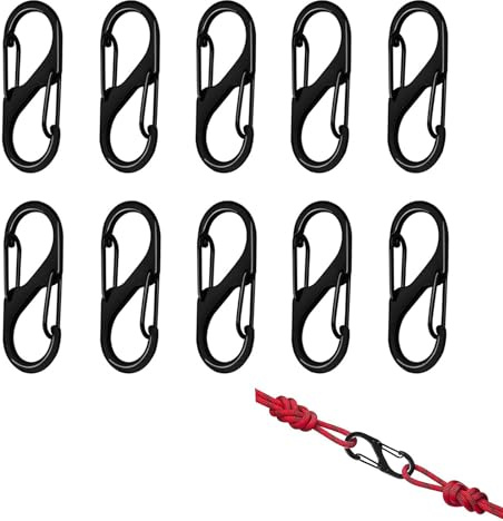 10 Stück Karabinerhaken Klein, S Karabiner Mini, Schwarz - Für Outdoor Camping Zuhause Wandern