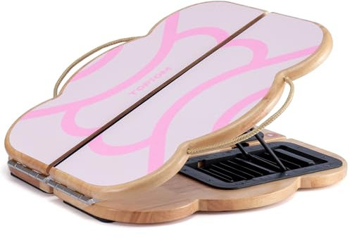 TOPIOM Schrägbrett aus Holz, Faltbares Schrägbrett Cloud Bag Design, Schrägbrett für Kalbsdehnung, 9 Stufen Verstellbares Schrägbrett und Wadenstrecke für Knie Knöchelabsatz Füße Bein(Wolken-rosa)