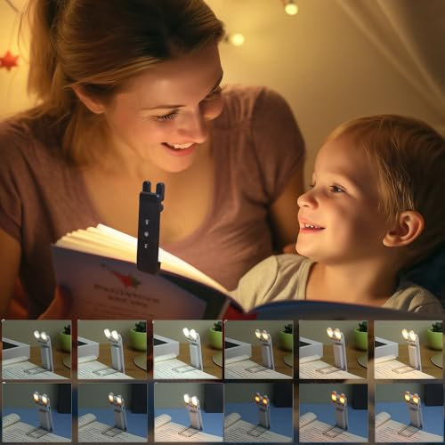 Gudemoore Lampe de Lecture Rechargeable - 4 Couleurs, 6 Perles LED à Haut Rendu Chromatique, Tête Rotable 270° - Liseuse pour Lire au Lit (Noir)