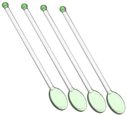 IMIKEYA Cucchiai Di Vetro Trasparenti Resistenti Al Calore, Cucchiaini Multifunzionali Per Caffè e Dessert Manico Ergonomico Lungo, Set Da 4 Pezzi Per Miscelare Latte, Gelato e Bevande