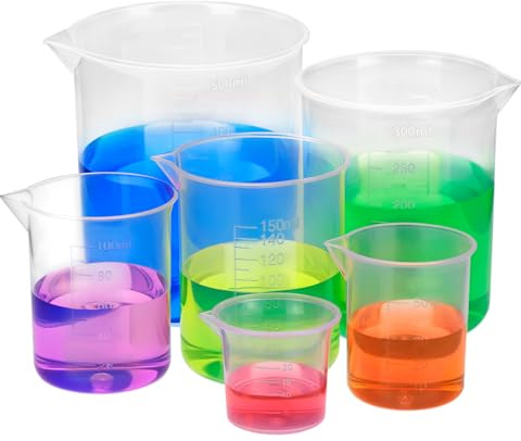 QWORK® 6 Pack Plastic Measuring Cups, 25ml, 50ml, 100ml, 150ml, 300ml, and 500ml