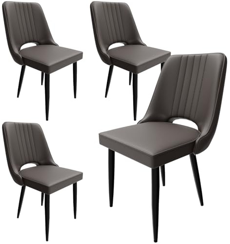 AnYu Furniture Esszimmerstühle 4er Set, Stühle Esszimmer Kunstleder mit Hoher Rückenlehne, Küchenstühle Modern mit Metallfüßen, Gepolsterter Esstisch Stühle Geeignet für Wohnzimmer Küche (Braun)