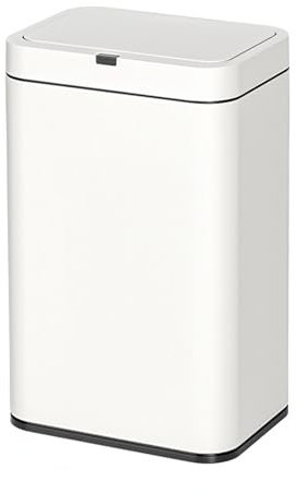 Metal Bin With Lid - Automatic Trash Cans Touchless - Motion Sensor Garbage Can Silent Flip Cover - Smart Trash Can for Bathroom Kitchen Living Room,off white,Wide 9L