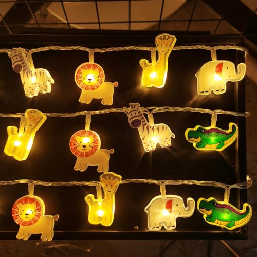 CHENBOOW Catena luminosa,Lucine Led Decorative 3m,Striscia Luminosa,Ghirlanda Luminosa Cameretta,Luci a LED,Bianco Caldo Animali da Safari,per Camerette dei Bambini