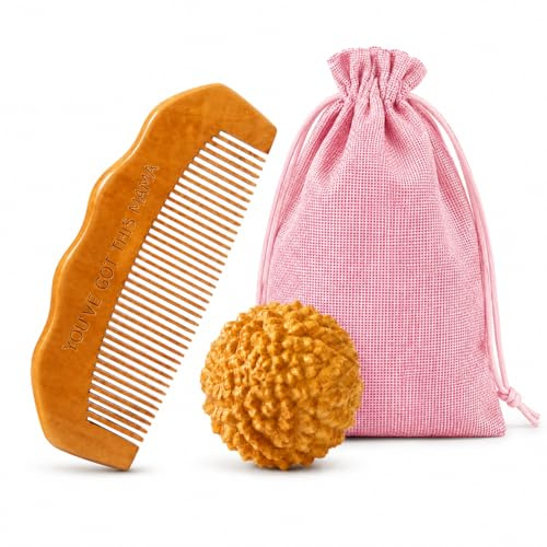 Geburts-Kamm Akupressur-Massage-Ball-Set - Holz-Geburts-Kamm Natürliche Geburts- und Entbindungs-Essentials, Geschenk für werdende Mütter, Geschenk für neue Mütter zur Linderung von Geburtsschmerzen