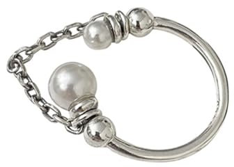 Ipetboom Offener Verstellbarer Perlenring Damen Silber Mit Kette Leichter Zarter Schmuck Für Alltag Und Geschenk