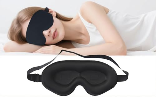 Schlafmaske, lichtblockierende 3D-konturierte Augenmaske, Null-Druck-Nachtaugenbinde für Frauen und Männer, verstellbarer Gurt, weiche, atmungsaktive Augenabdeckung