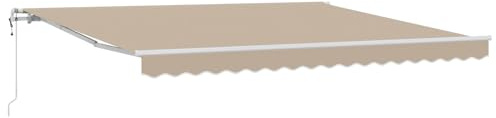IKAYAA Tenda Retrattile elettrica Tenda da Sole 400x300 Tenda Retrattile Automatica Resistente ai Raggi UV con elecomando manovella-Beige-400 x 300 cm