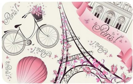 Fgwaauh Alfombrilla de ducha con diseño de la Torre Eiffel y una bicicleta de tierra de diatomeas, antideslizante, superabsorbente, de secado rápido