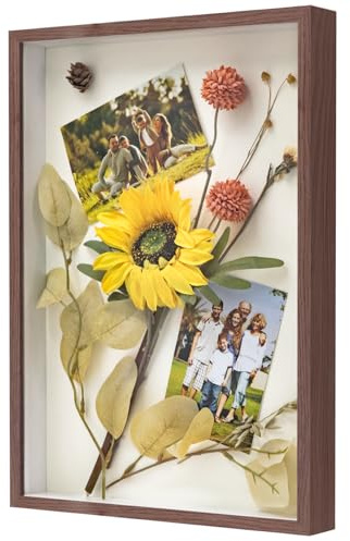 WISYOK Cadre photo 3D à remplir, format A3, 3D, profondeur 3 cm, pour mur, cadre photo, objets bouquet, travaux manuels, 43,5 x 31 x 4,5 cm (marron)