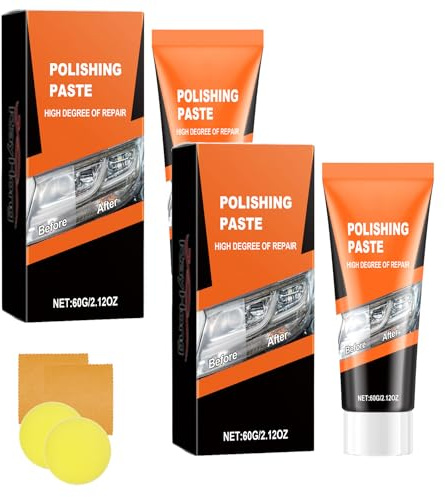 120g Headlight Restoration Kit, Car Headlamp Repair Cream Kit, Headlight Restorer with Sponge and Towel for Restore & Repair Yellow Faded Headlights