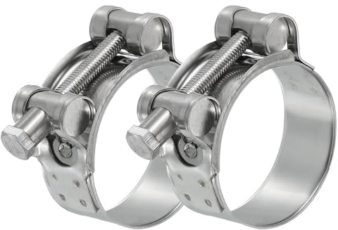 PATIKIL 44-47mm T-Bolt Hose Clamp, 2 Pack Intercooler Pipe Tube Clamps 304 Stainless Steel Radiator Hose Clamp for 1.73-1.85 Pipe