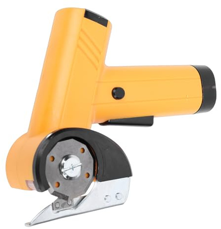 Denash Tijeras Eléctricas Inalámbricas,Cortador de Tela Recargable con Pantalla y Luz LED,Diseño Ergonómico para Cartón,Cuero,Plástico,Lona,Alfombra,Papel Pintado (YELLOW)