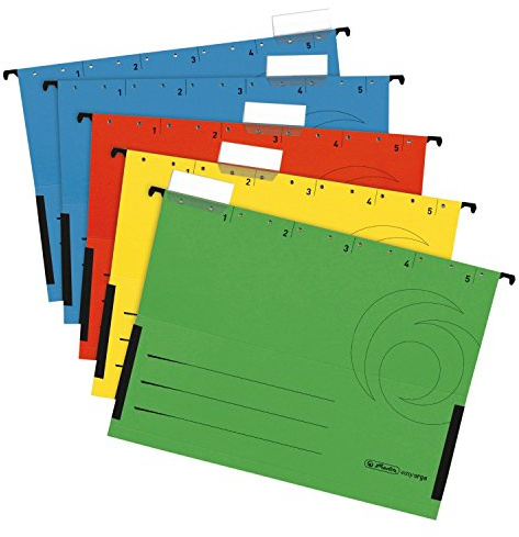 Herlitz 5874755 Hängetasche, seitlich geschlossen, Organisationsdruck, farbig sortiert (20 Stück)