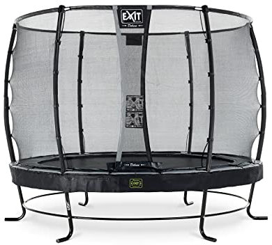 EXIT Toys Elegant Premium Rundes Trampolin - ø305cm - Mit Deluxe Sicherheitsnetz - Extra Starker und Stabiler Rahmen - Lange Federn - Rostfrei - Einfache Montage - Luxuriöse Ausführung - Schwarz