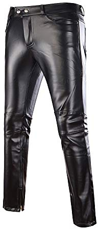 ShiFan Wetlook leggings herr glänsande metalliska stretchbyxor konstläderbyxor dans klubbkläder, svart, XL (Midja 80 cm)
