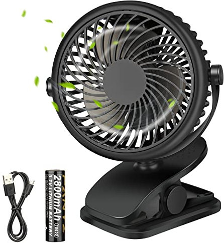 DIAOCARE Ventilatore USB, Ventilatore da Tavolo con Pinza e 3 Velocità, 3600mAh Batteria Ricaricabile Ventilatore Portatile, Ruotabile a 720° Mini Ventilatore per Camera da Letto, Ufficio, Auto