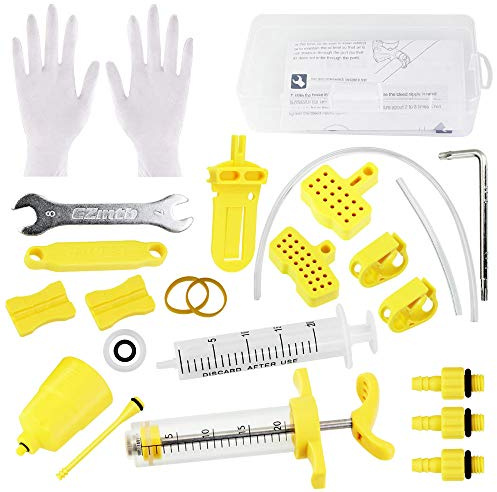 CODIRATO Kit de Purge, Outils de Système de Freinage, Kit de purge de frein hydraulique pour vélo Shimano, Magura, Tektro, SRAM (jaune et blanc)