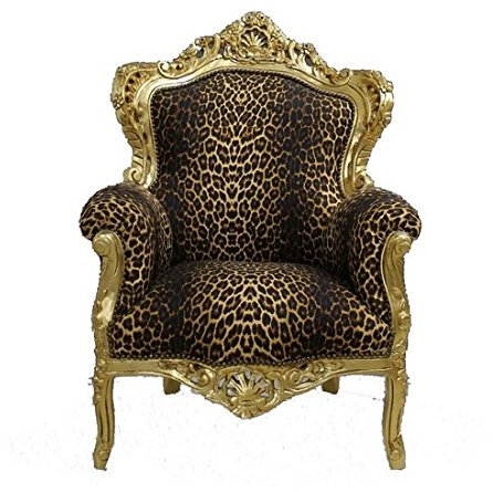 arterameeferro Barocksessel Luxury aus vergoldetem Holz mit Leopardenmuster