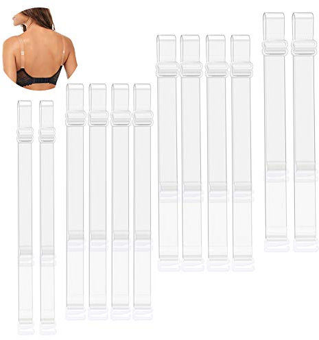 Cinghia del reggiseno regolabile trasparente invisibile, cintura smerigliata invisibile in TPU ad alta elasticità, set di 6 paia di spalline trasparenti