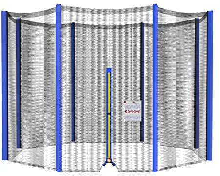 NONMON Sicherheitsnetz Ersatznetz für Trampolin Ø 305 cm 8 Stangen, Blau Gartentrampolin Ersatznetz Netz Außenliegend reißfest UV-beständig einfache Montage Eingangstür mit Reißverschluss