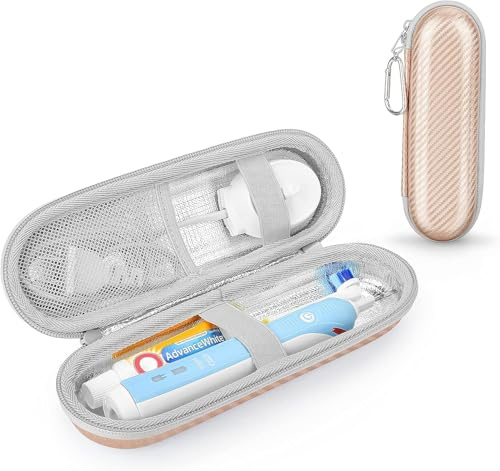 PhD Keisi Reiseetui für elektrische Zahnbürste für Braun Oral B Pro 1/2 2900, 2000, 2500, 200, 750, SmartSeries, Smart 4 mit Zubehöraufbewahrung, tragbares Hartschalen-Reiseetui, Roségold