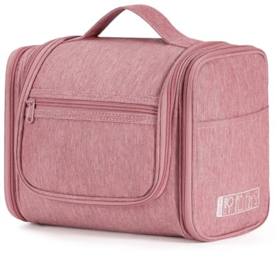 WANDF Grande borsa da toilette appendere, borsa da viaggio per cosmetici trousse viaggio accessori resistente all'acqua per uomo donne(Rosa scuro)
