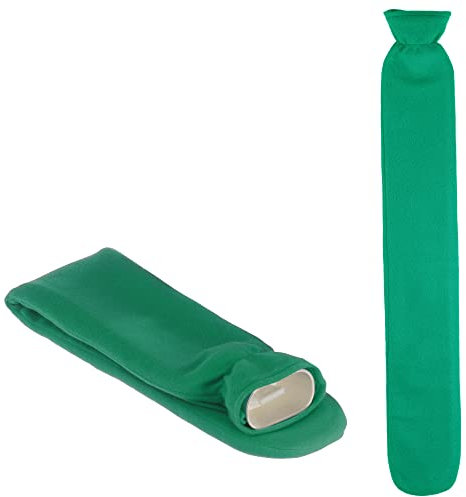 hibuy XL Schlauch Wärmflasche - extra Lang, 76 cm - mit weichem Bezug - grün