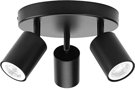 Klighten Deckenstrahler 3 Flammig Rund GU10, Schwarz, Ohne Leuchtmittel | Aluminium + Eisen, Deckenspots Schwenkbar, Deckenlampe Strahler, für Küche Schlafzimmer Flur, Leuchtmittel austauschbar